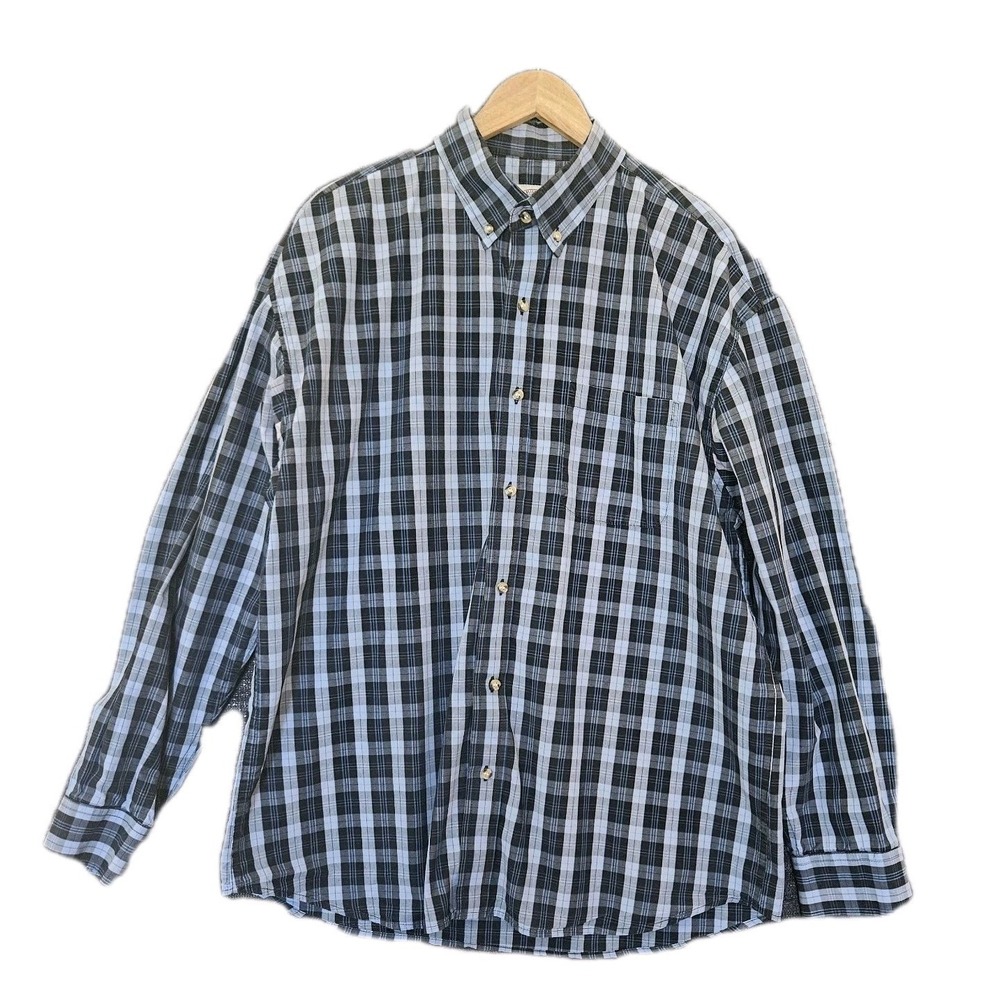 Gibson Men's Button Down Long Sleeve Shirt Size XXL Plaid Blue Black Western